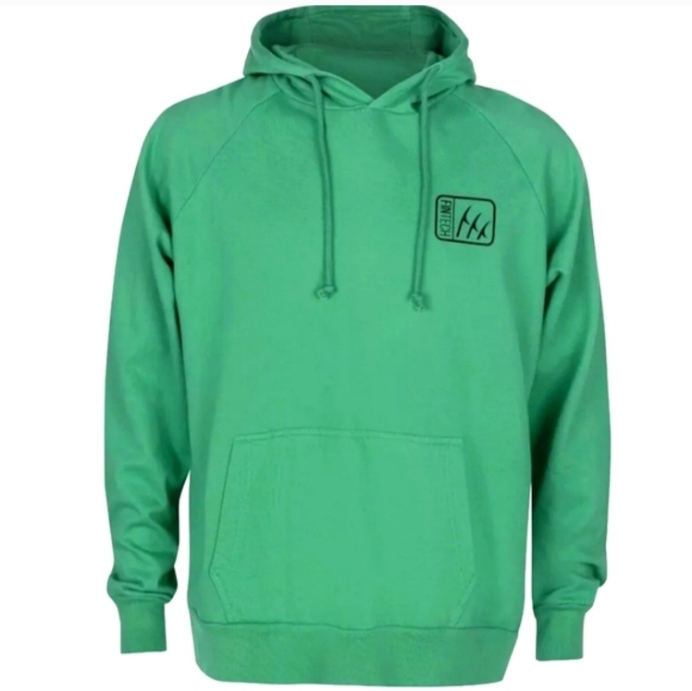 Relaxed Fit Green Pullover Hoodie with Minimal Chest Emblem